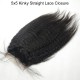 5x5 Kinky Straight Lace Closure,Natural Color,Brazilian Human Virgin Hair